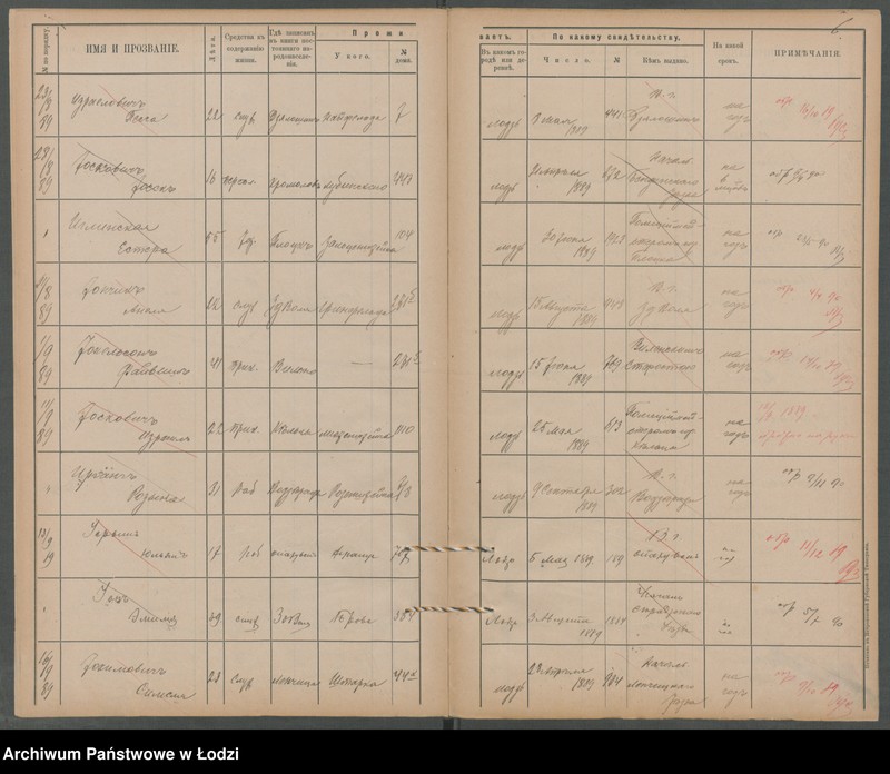 Obraz 8 z jednostki "[Księga ludności niestałej m. Łodzi lit. I]"