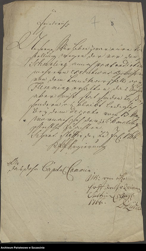 image.from.unit.number "Domkapitel contra den Land-Marschall v[on] Flemming wegen Pfandkehrung."