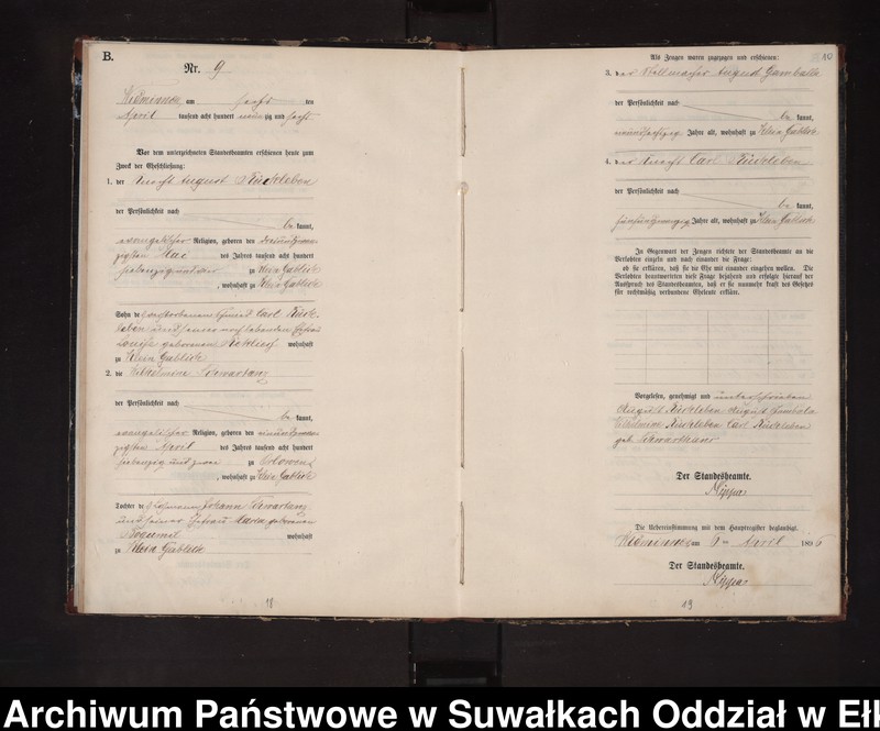 Obraz 13 z jednostki "Heiraths-Neben-Register des Preussischen Standes-Amtes Widminnen Kreis Loetzen"