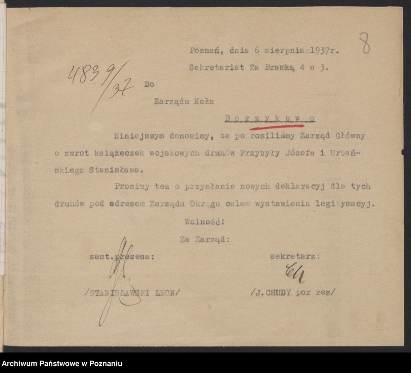 Obraz 11 z jednostki "Borzykowo, powiat Września - akta koła."