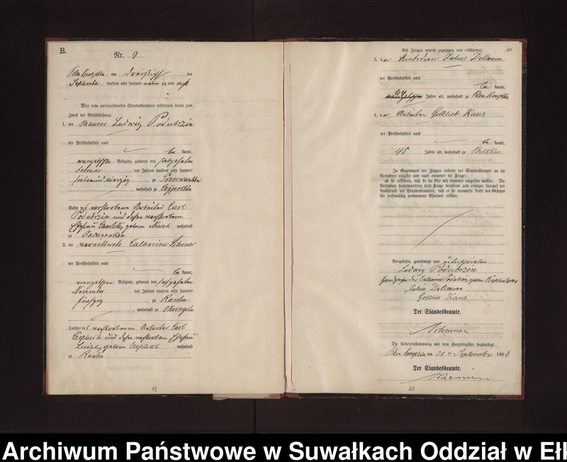 image.from.unit.number "Heiraths-Neben-Register des Preussischen Standes-Amtes Gross Konopken Kreis Loetzen"