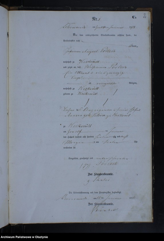 Obraz z jednostki "Sterbe-Neben-Register Nr 1 - 26"