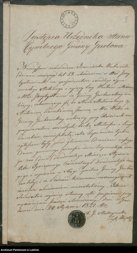 image.from.unit.number "Alegaty do ksiąg urodzeń, zapowiedzi, małżeństw i zgonów z lat 1822 - 1823"