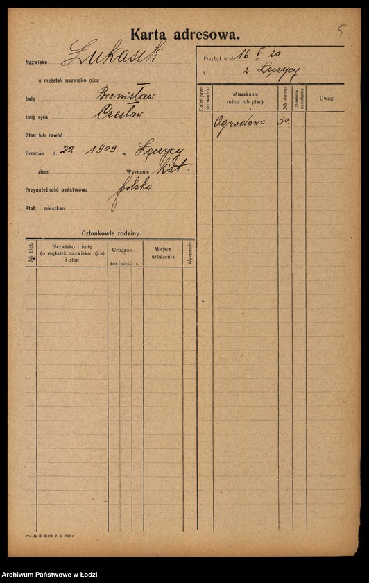 Obraz 7 z jednostki "[Spis ludności Łodzi] Łukasiewicz - Luński"