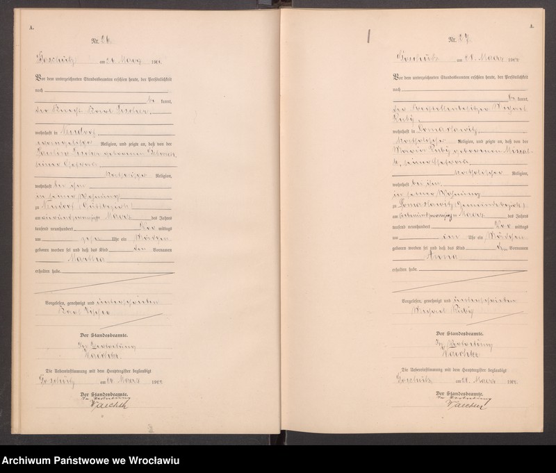 image.from.unit.number "księga urodzeń Urzędu Stanu Cywilnego w Goszczu (Goschütz) 1900"
