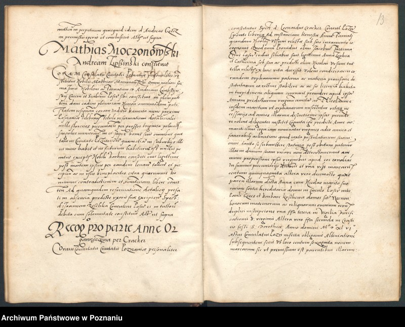 Obraz 14 z jednostki "Liber controversiarum coram consulatu Posnaniensi actarum ..."