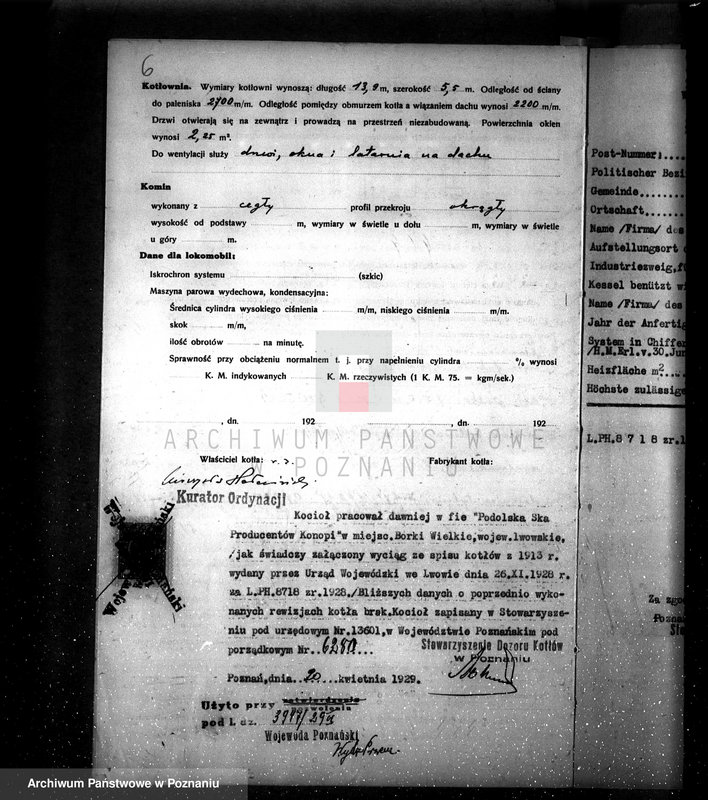 Obraz 10 z jednostki "Gorzelnia majątku Próchnowo pow. chodzieski zatwierdzenie kotła parowego"