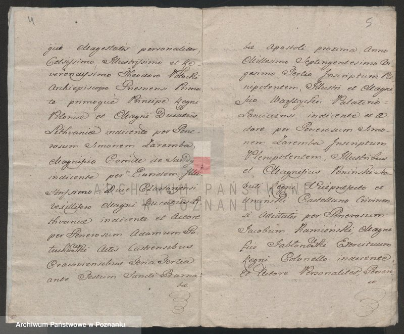 Obraz 3 z jednostki "Ekstrakt z ksiąg grodzkich kaliskich dekretu z 1725. 23. III w sprawie długów miasta Leszna; język łaciński"