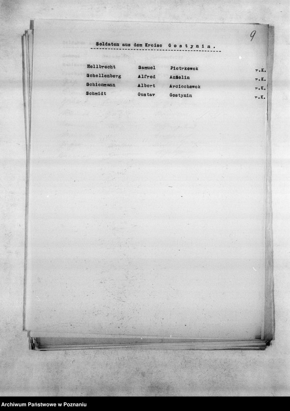 Obraz 13 z jednostki "Spisy miejscowych Niemców, którzy jako żołnierze polscy zaginęli w 1939 roku"