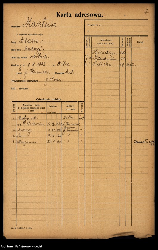 Obraz 9 z jednostki "[Spis ludności Łodzi] Marteńka - Marciniak"