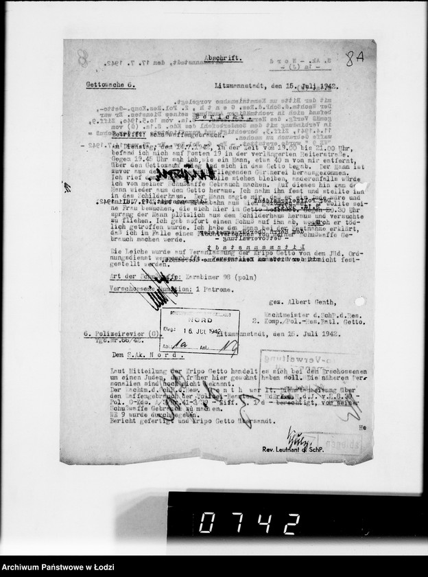 Obraz 13 z jednostki "Berichte der Polizei und Kripo [o zastrzeleniu Żydów uciekających z Getta i zatrzymaniu przemytników]"