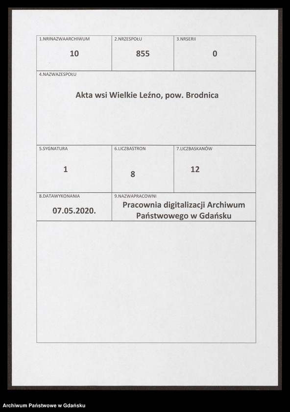 image.from.team "Akta wsi Wielkie Leźno, pow. Brodnica"