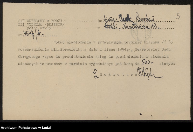 Obraz 7 z jednostki "Icek Jordan- prowadzenie zakładu zegarmistrzowskiego"