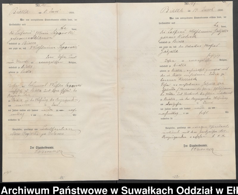 image.from.unit.number "Sterbe-Haupt-Register des Königlichen Preussischen Standes-Amtes Bialla Kreis Johannisburg"