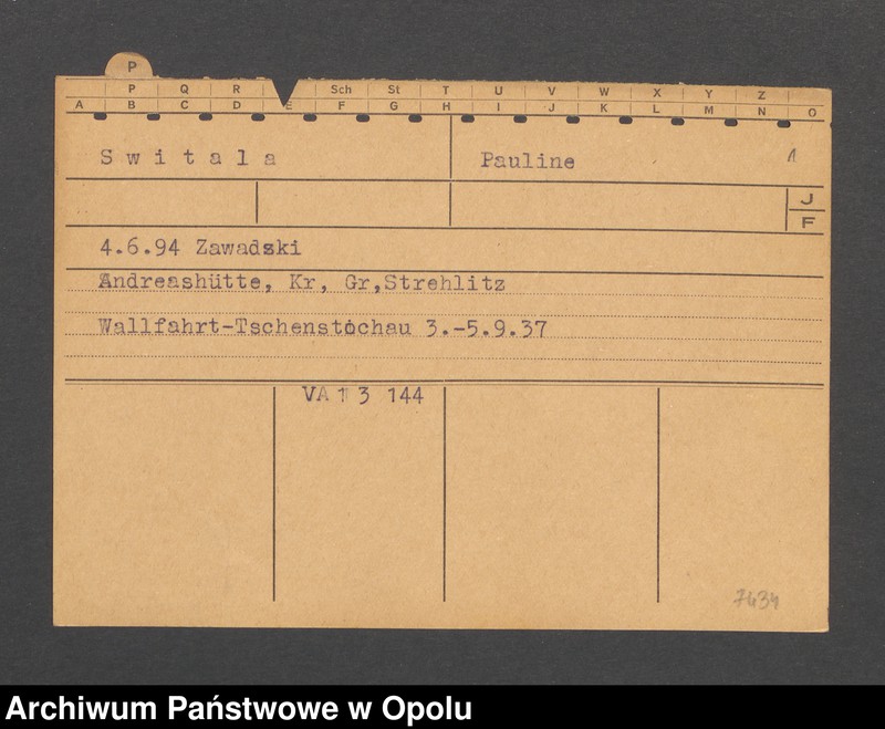 Obraz 3 z jednostki "[Switala Pauline, ur. 4.06.1894 r. Zawadzki]"