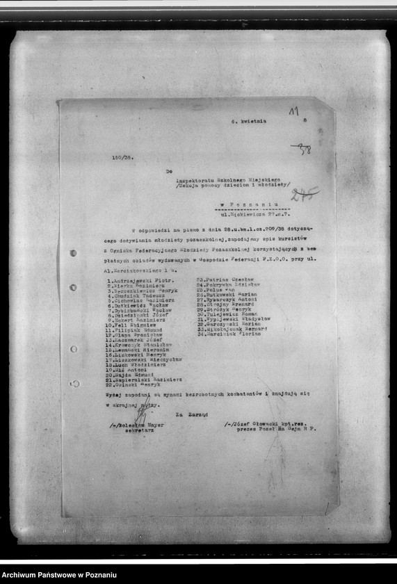 Obraz 15 z jednostki "Korespondencja federacji w sprawach personalno-organizacyjnych- zaświadczenia, powiadomienia o zebraniach i inne"