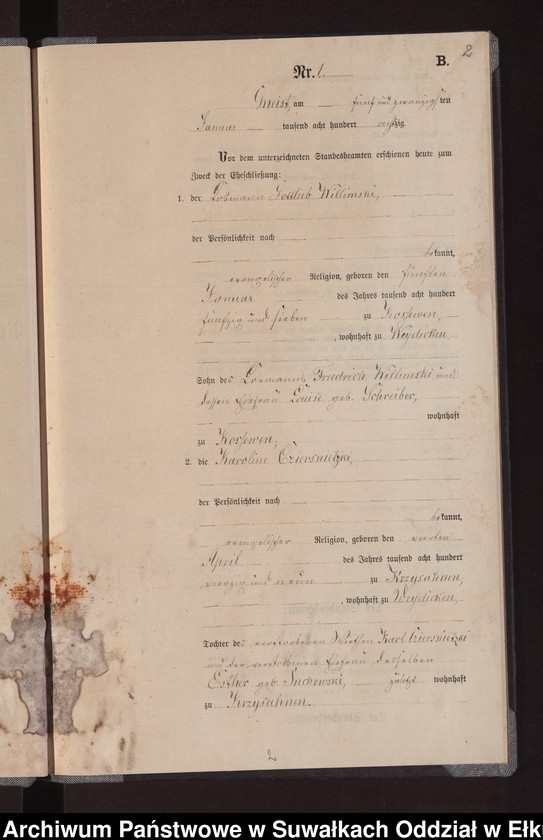 image.from.unit.number "Heiraths-Neben-Register des Königlich Preussischen Standes-Amtes Gneist Kreis Loetzen"