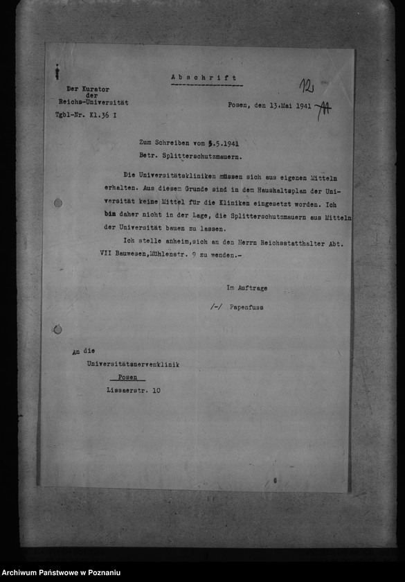 Obraz 16 z jednostki "Bauten für die Reichsuniversität Posen"