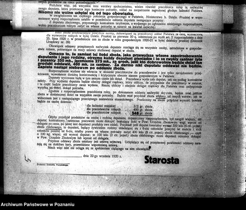 Obraz 9 z jednostki "Sprawy szczegółowo-administracyjne Aprowizacja - rozporządzenia i zarządzenia"