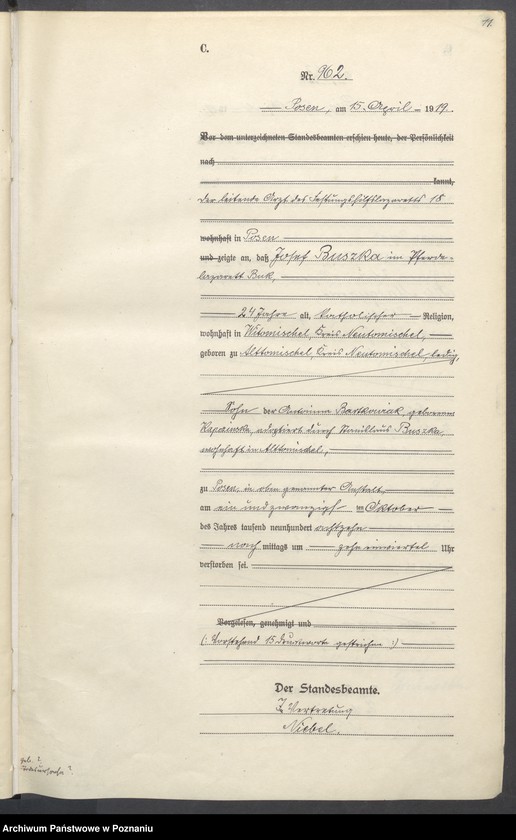 Obraz 13 z jednostki "Księga miejscowa zgonów tom III [Rejestr główny zgonów]"