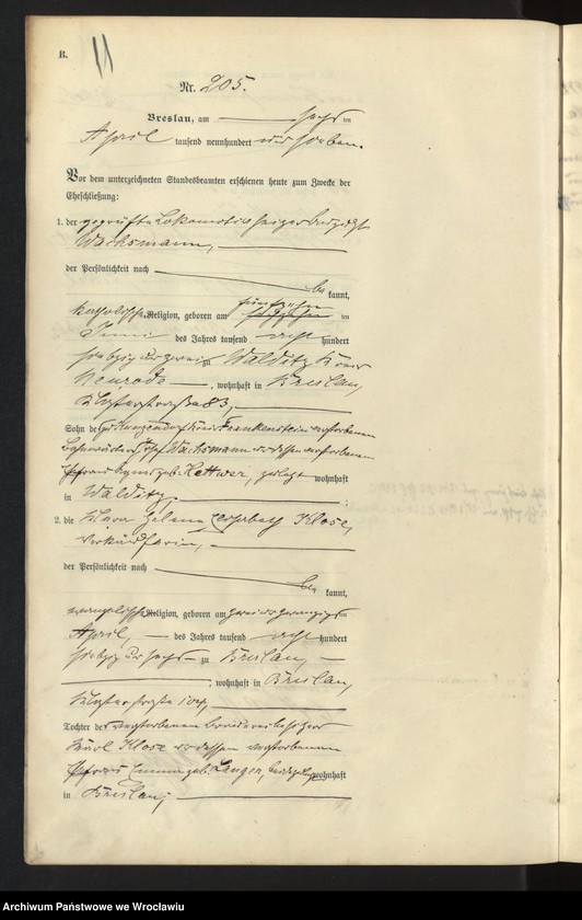 image.from.unit.number "Heiraths-Haupt-Register Breslau II 1907 Band 2"