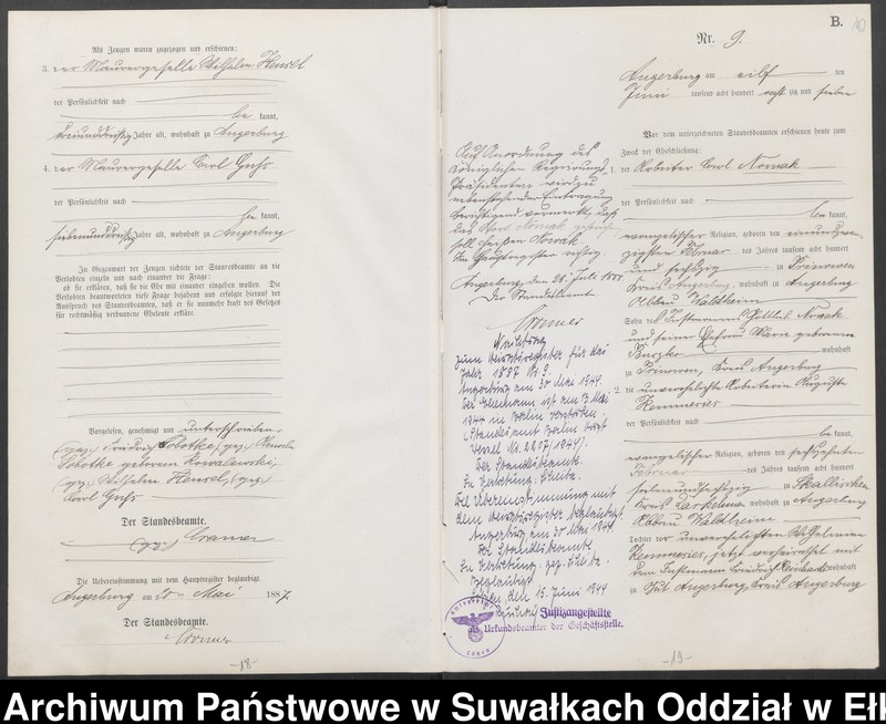 image.from.unit.number "Heiraths-Neben-Register des Preussischen Standes-Amtes der Stadt Angerburg Kreis Angerburg"