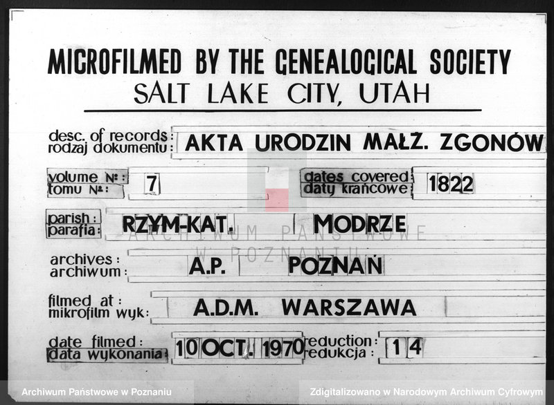 image.from.team "Akta stanu cywilnego Parafii Rzymskokatolickiej Modrze (pow. poznański)"