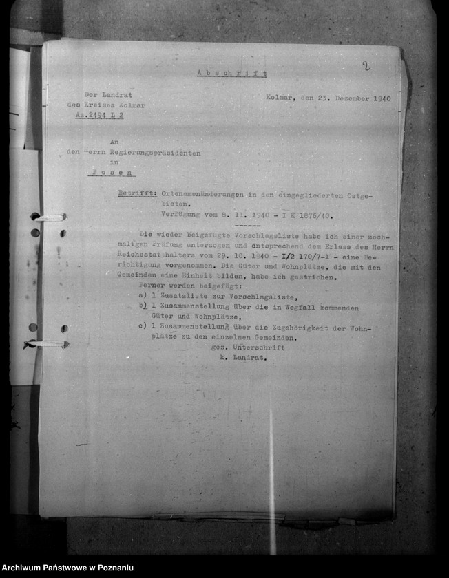 Obraz 6 z jednostki "Ortsnamenänderung Kreis Kolmar - Chodzież"