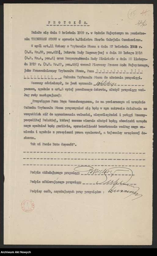 image.from.unit.number "Akta Trybunału Stanu. Akta b. Ministra Skarbu Gabriela Czechowicza."