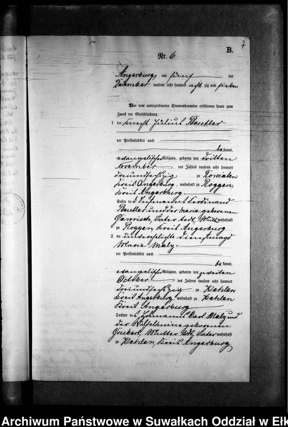 image.from.unit.number "Heiraths-Neben-Register des Preussischen Standes-Amtes Kehlen Kreis Angerburg"