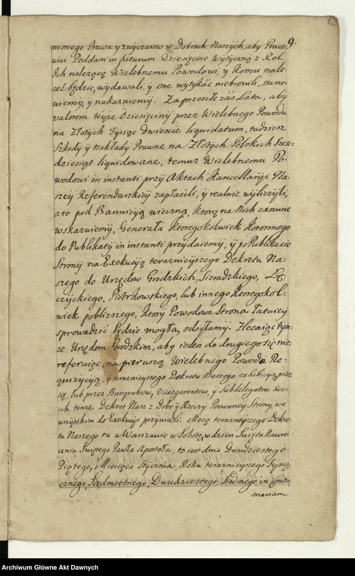 image.from.unit.number ""Akta sądow J K Mci referendarskich koronnych za szczęśliwego panowania - - Augusta II króla polskiego - - Za sprawą i przełożeniem - - Jakuba na Skrzynnie Dunina referendarza koronnego, radoszyckiego, ex post wiślickiego i lipnickiego starosty. Annorum 1727-mi, 1728-vi et 1729-ni. Także za sprawą i przełożeniem - - Józefa na Załuskach Załuskiego referendarza koronnego, kanonika katedralnego krakowskiego, archidiakona pułtuskiego, w katedrze płockiej koadiutora, proboszcza warszawskiego, infułata proboszcza kodeńskiego. Annorum 1730, 1731, 1732-di. Za pisarstwa - - Michała Nagrodzkiego J K Mci sekretarza i pisarza referendarskiego koronnego"."