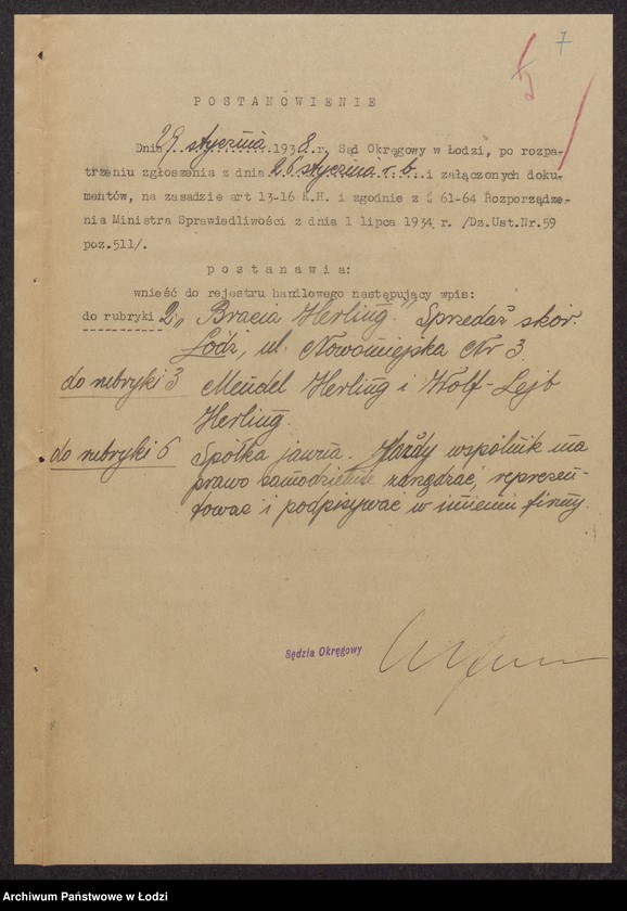 Obraz 9 z jednostki "Mendel Herling, Wolf Lejb Herling- sprzedaż skór"