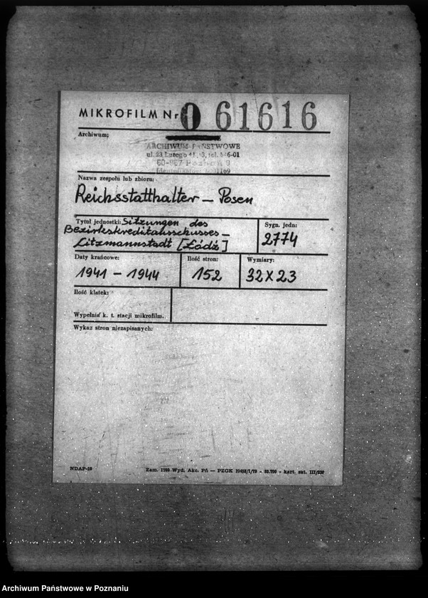 Obraz 2 z jednostki "Sitzungen des Bezirkskreditausschusses - Litzmannstadt (Łódź)"