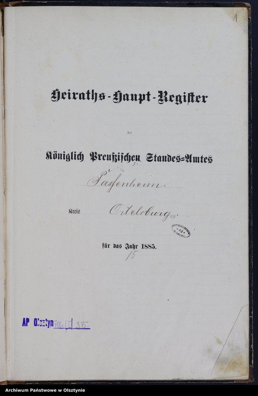 Obraz 3 z jednostki "Heiraths-Haupt-Register Nr 1 - 15"