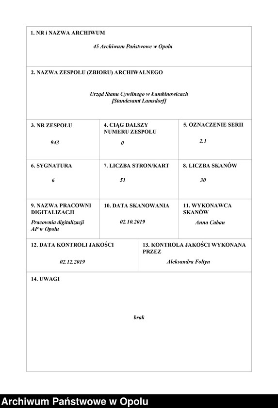 image.from.unit.number "Geburts-Neben-Register des Standesamts Lamsdorf No 15 pro 1879"