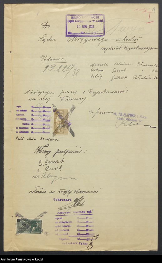 image.from.unit.number "Moszek Klajner, Estera Gerszt, Zelig Gerszt- sprzedaż przędzy"