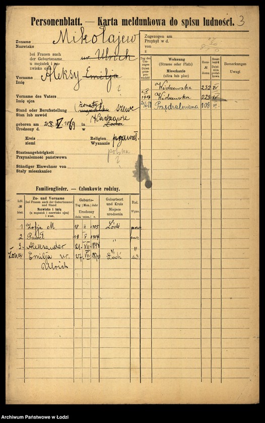 Obraz 5 z jednostki "[Spis ludności Łodzi] Mikołajew - Milchteich"