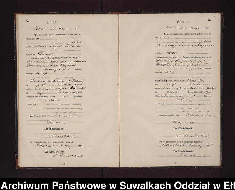 Obraz 16 z jednostki "Geburts-Neben-Register des Preussischen Standes-Amtes Neuhoff Kreis Loetzen"