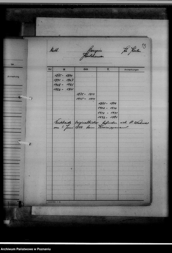 image.from.unit.number "Bücherverzeichnis, Kreissippenamt Kosten [Kościan]"