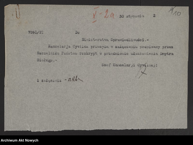 image.from.unit.number "Ułaskawienia z Małopolski - uwzględnione, dotyczące m. in.: aresztowania przez żandarmerię ukraińską w Stanisławowie szeregu Polaków na przełomie 1918 / 1919 r. (umorzenie zgodnie z międzynarodowym prawem wojennym i traktatem w St - Germain). Umorzenie sprawy antypolskiego powstania na Huculszczyźnie, organizowanego w 1920 r. przez partię ukraińsko - bolszewicką z zadnieprzańskiej Ukrainy"