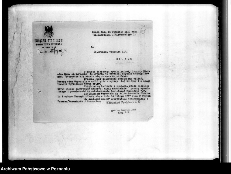 Obraz 10 z jednostki "Korespondencja Związku Strzeleckiego - sprawozdania z wycieczek i zawodów strzeleckich, sprawozdania z działalności"