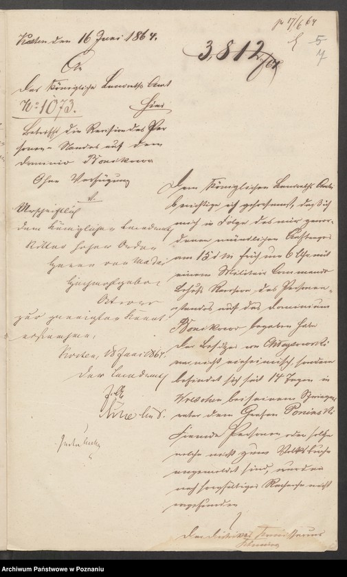 Obraz 10 z jednostki "Acta generalia des Oberpäsidialkommissars Landrat von Madai zu Kosten betreffend die Verfolgung der polnisch-revolutionären Umtriebe im Kreise Kosten /Kościan/."