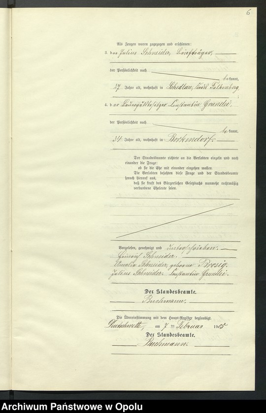 Obraz 10 z jednostki "Heiraths-Neben-Register des Standesamts Deutsch Wette pro 1905"