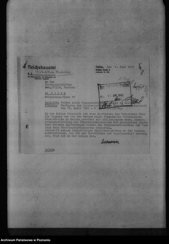 Obraz 13 z jednostki "Finanzämter - Neubauten der Dienstgebäude in Leslau, Lissa, Gnesen, Turek"