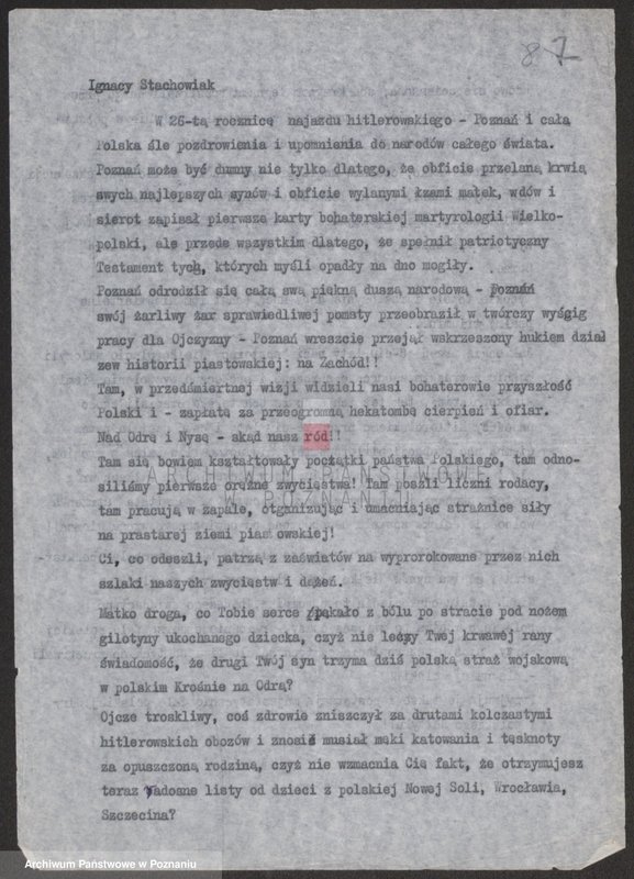 Obraz 20 z jednostki "Przygotowanie i przebieg uroczystości odsłonięcia Pomnika Powstańców Wielkopolskich w Poznaniu."