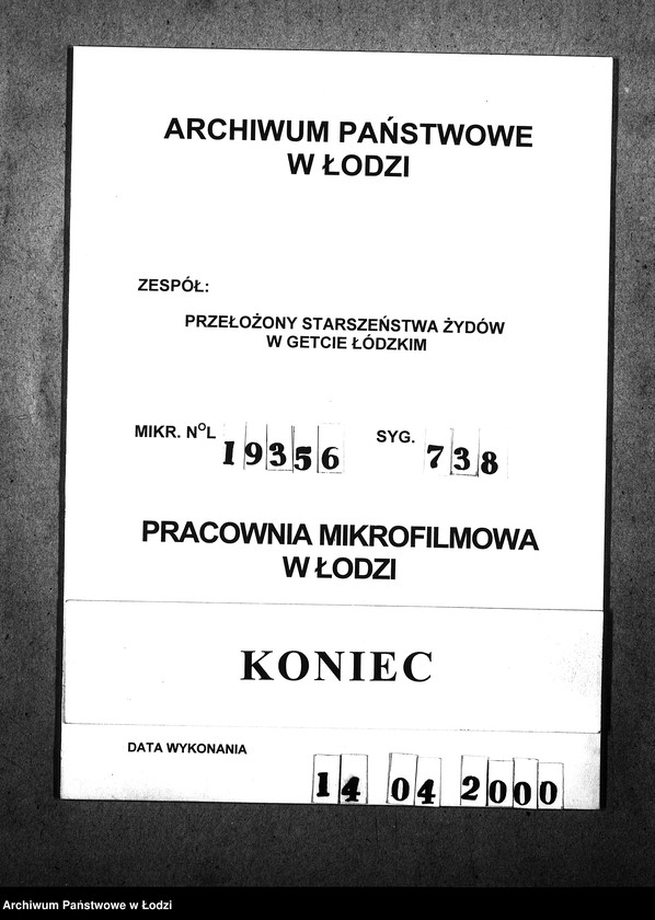 Obraz 4 z jednostki "Geburten Todesfälle Beerdigungen in Litzmannstadt Getto im Zeitraum vom 1 V 1940 bis 31 I 1941"