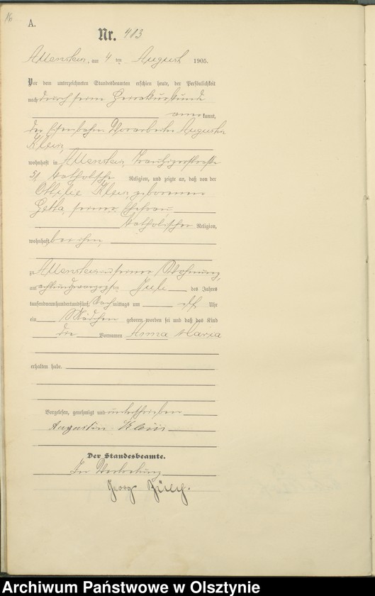 image.from.unit.number "Geburts-Haupt-Register Tom II, Nr 399 - 722"