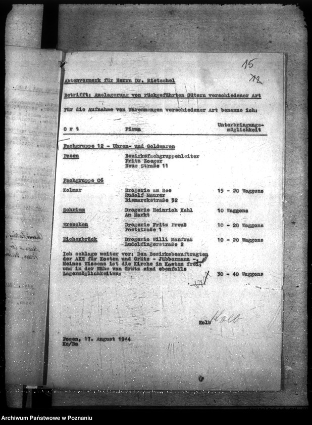 Obraz 19 z jednostki "Aktion Warschau - Hauptakten I (Łupy wojenne zdobyte podczas powstania warszawskiego"