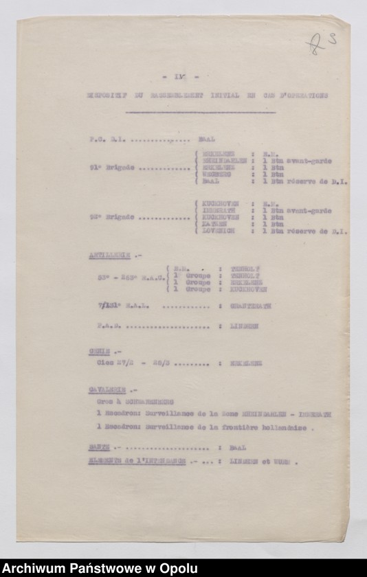 Obraz 11 z jednostki "Plan de Defense Division a 2 Brigades de Chasseurs Alpins/ /Plan obrony strefy Juliers oraz zarządzenia i instrukcje dotyczące okupacji Nadrenii/ t. II XII. 1918-I. 1919"