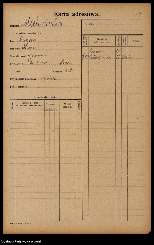 Obraz 19 z jednostki "[Spis ludności Łodzi] Michlicka - Mielczan"